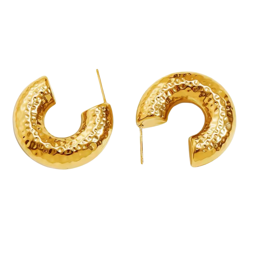 Chunky Hammered Hoop Earrings