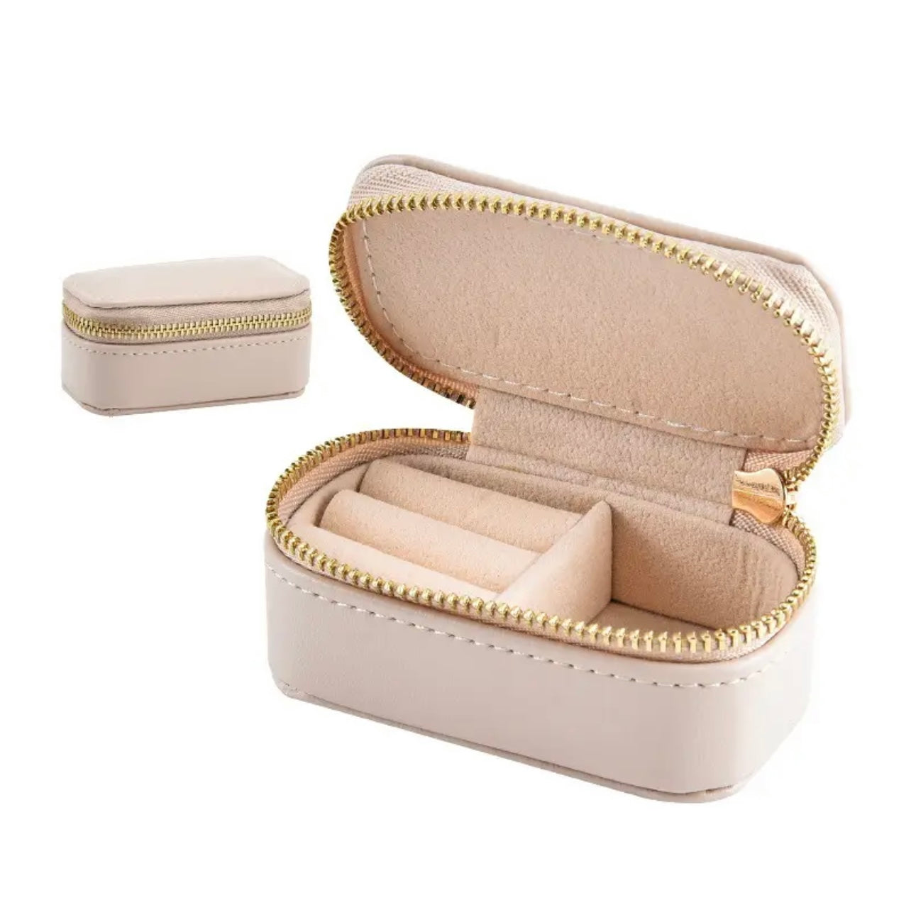 Beige Mini Travel Jewellery Box