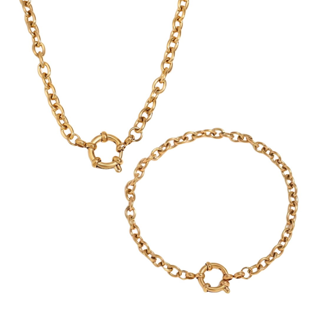 Rolo Link Necklace & Bracelet Set