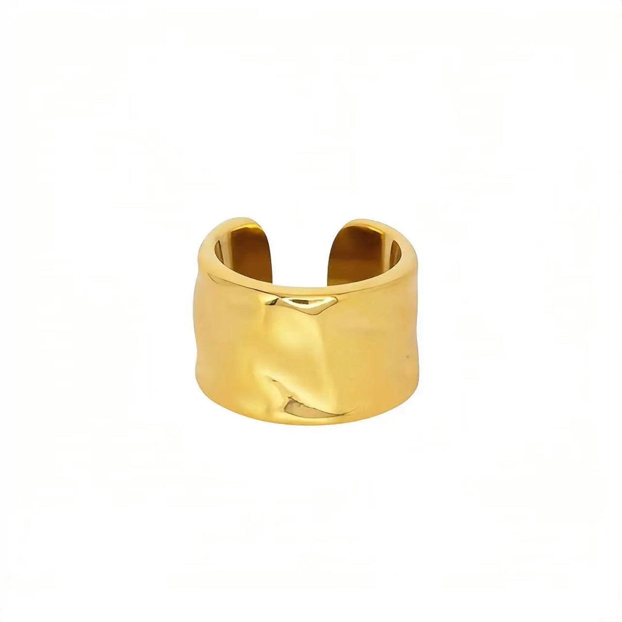 Wide Hammered Ring