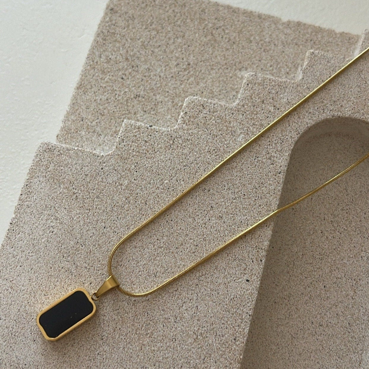 Double Sided Mother Of Pearl And Onyx Pendant Necklace
