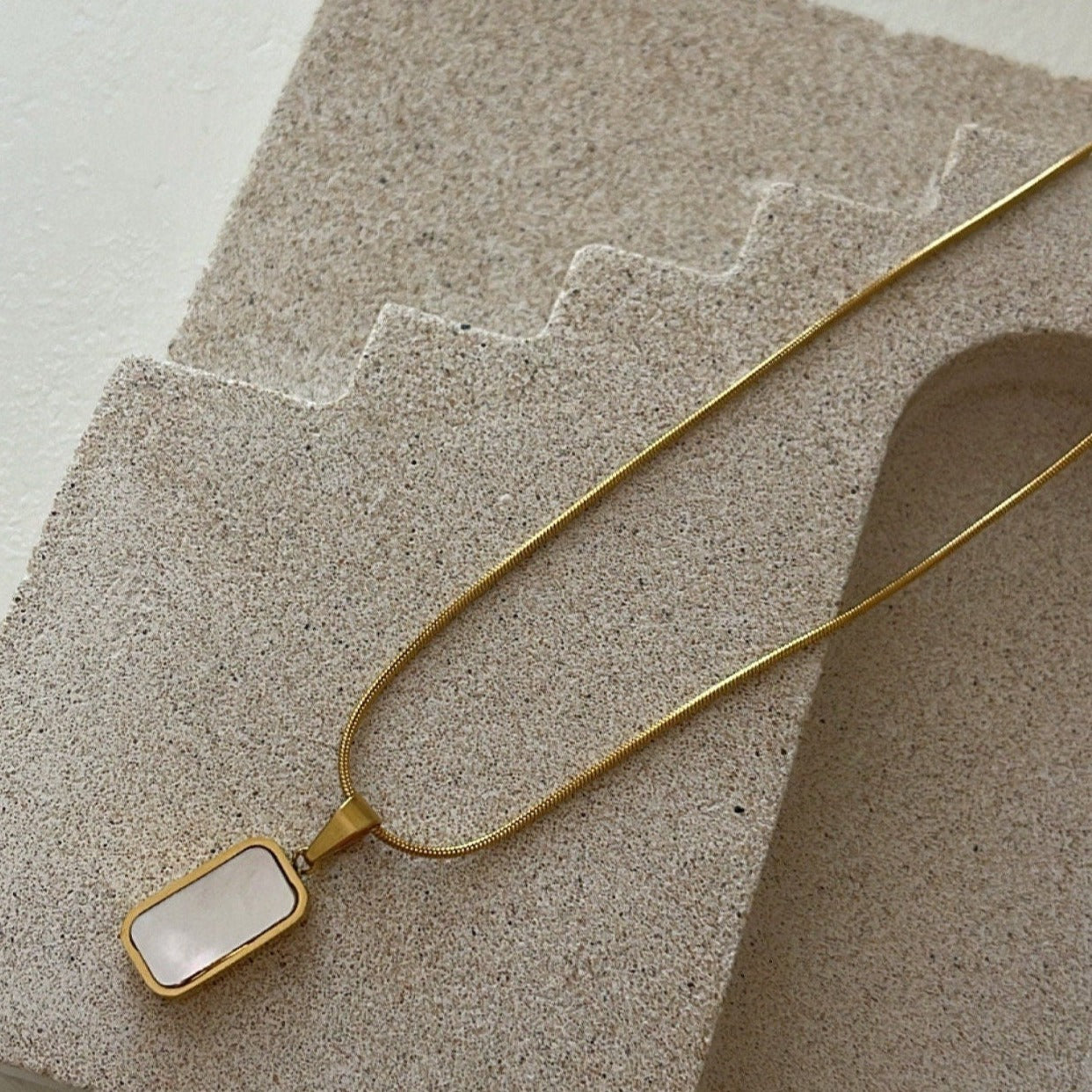 Double Sided Mother Of Pearl And Onyx Pendant Necklace