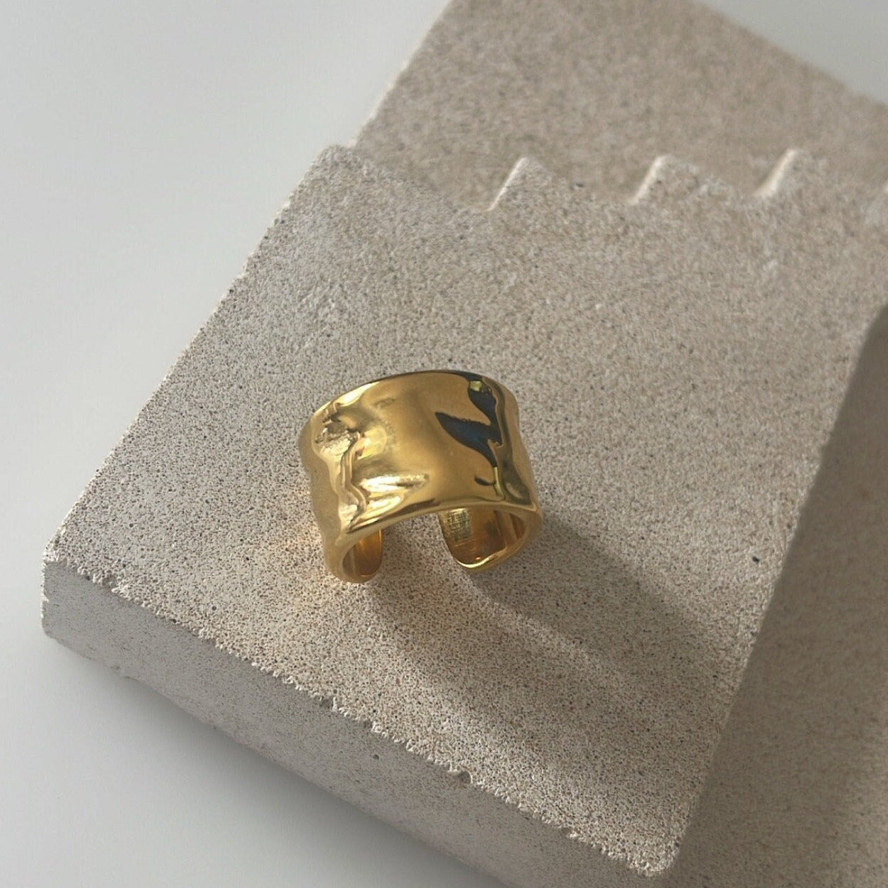 Wide Hammered Ring