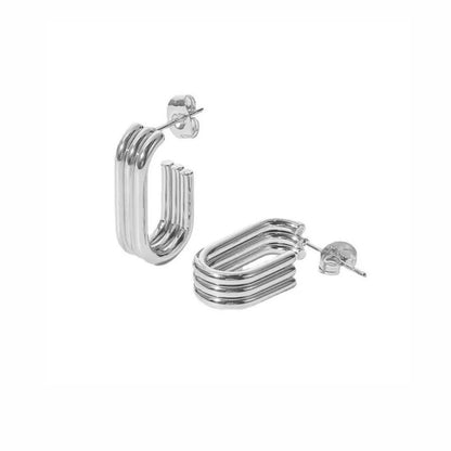 Ribbed Rectangle Hoop Earrings