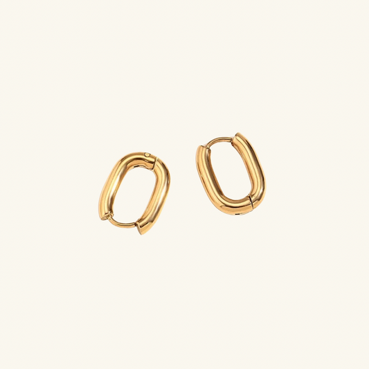Oval Huggie Hoop Earrings