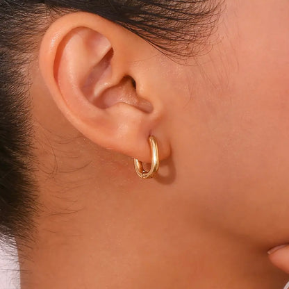 Oval Huggie Hoop Earrings