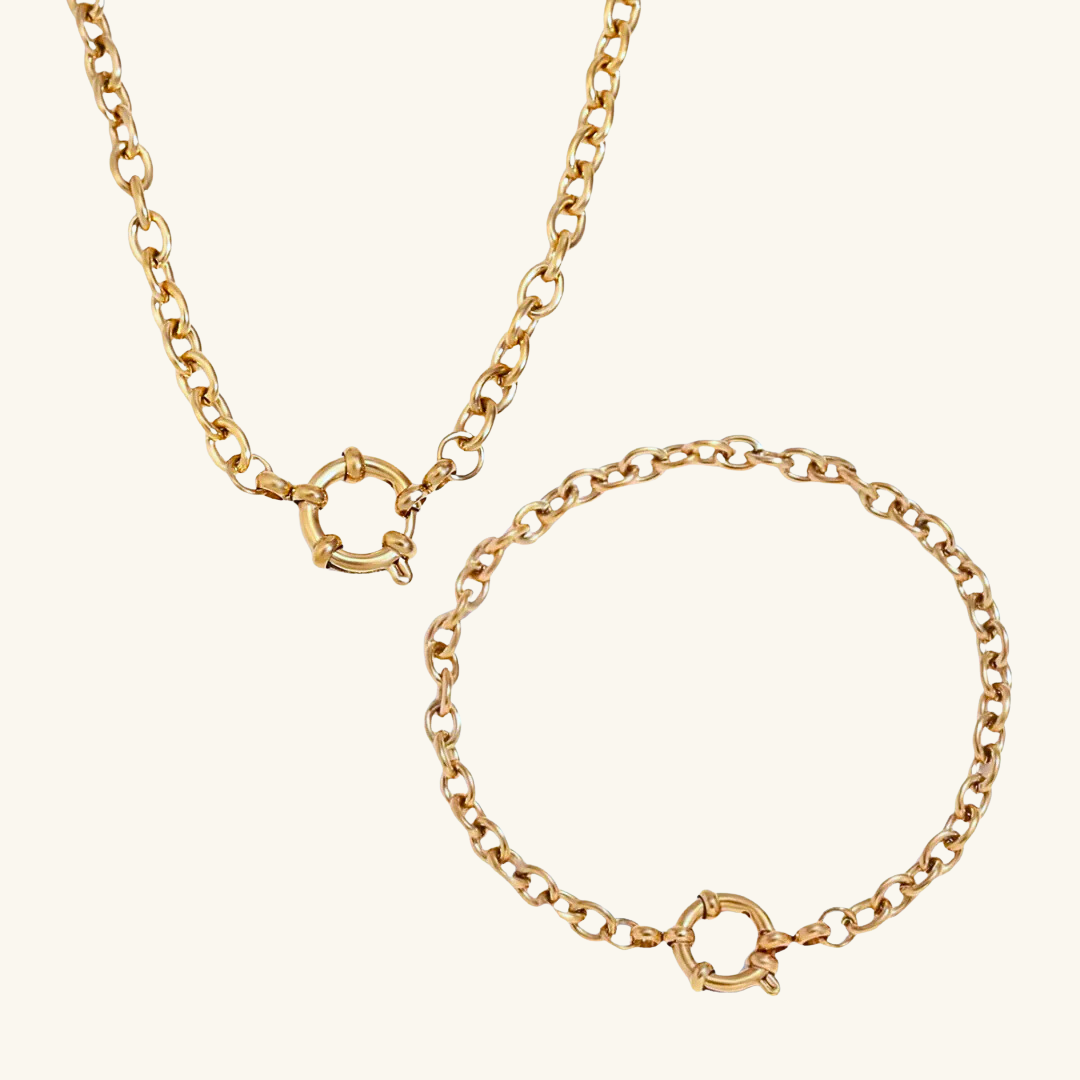 Rolo Link Necklace & Bracelet Set