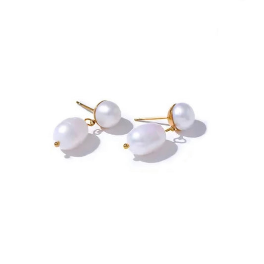 Double Pearl Drop Earrings