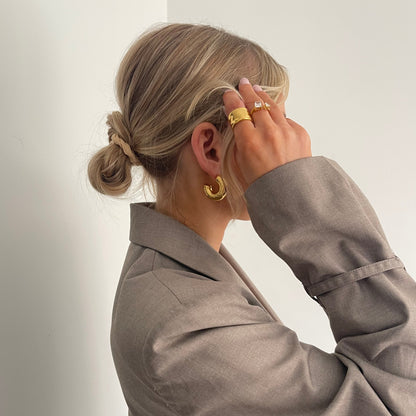 Chunky Hammered Hoop Earrings