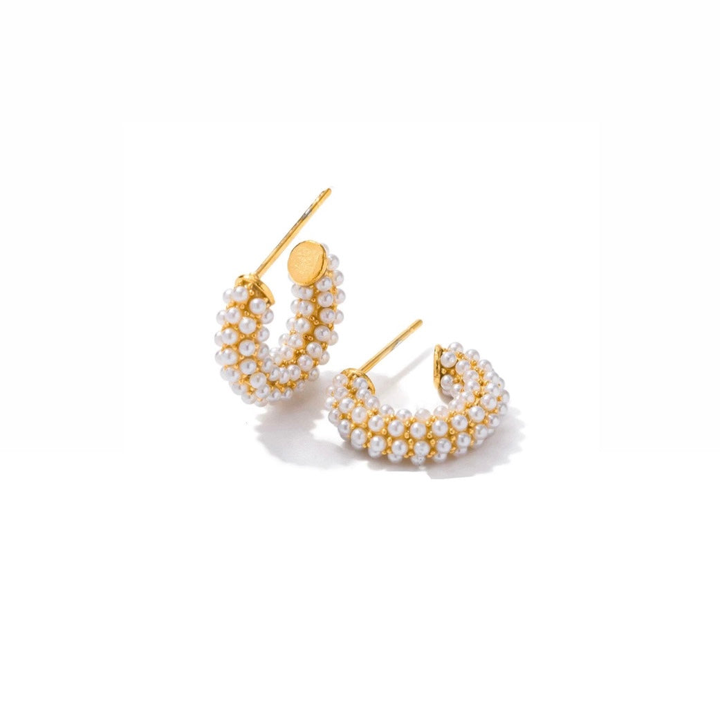 Mini Pearl Hoop Earrings