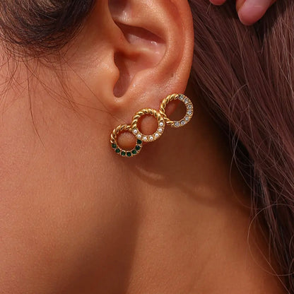 Twist & Pearl Button Stud Earrings