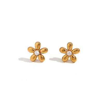 Diamond Flower Stud Earrings