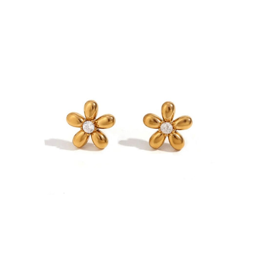 Diamond Flower Stud Earrings