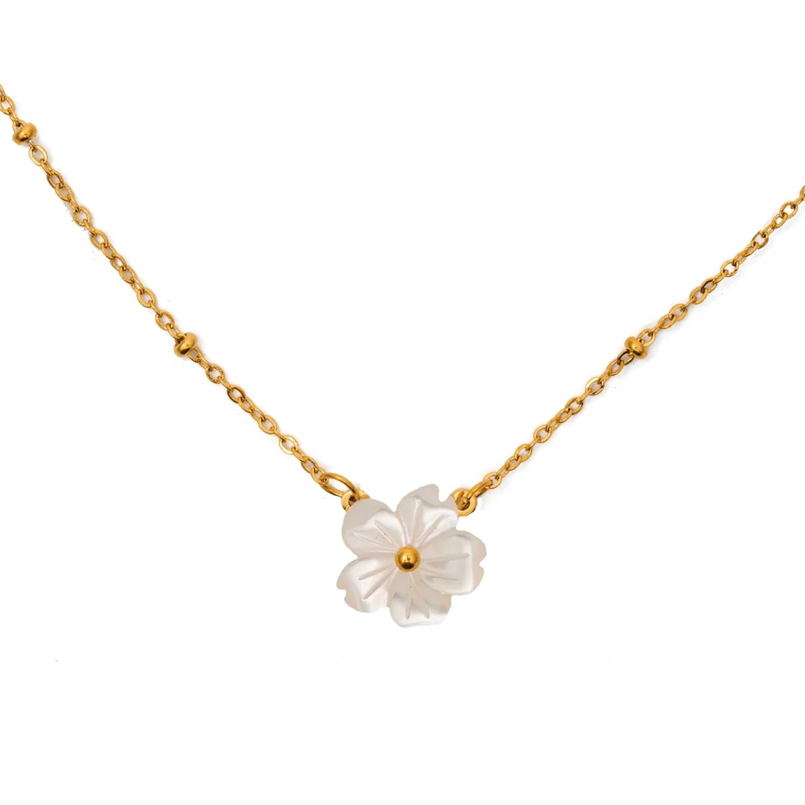 Mother Of Pearl Flower Necklace