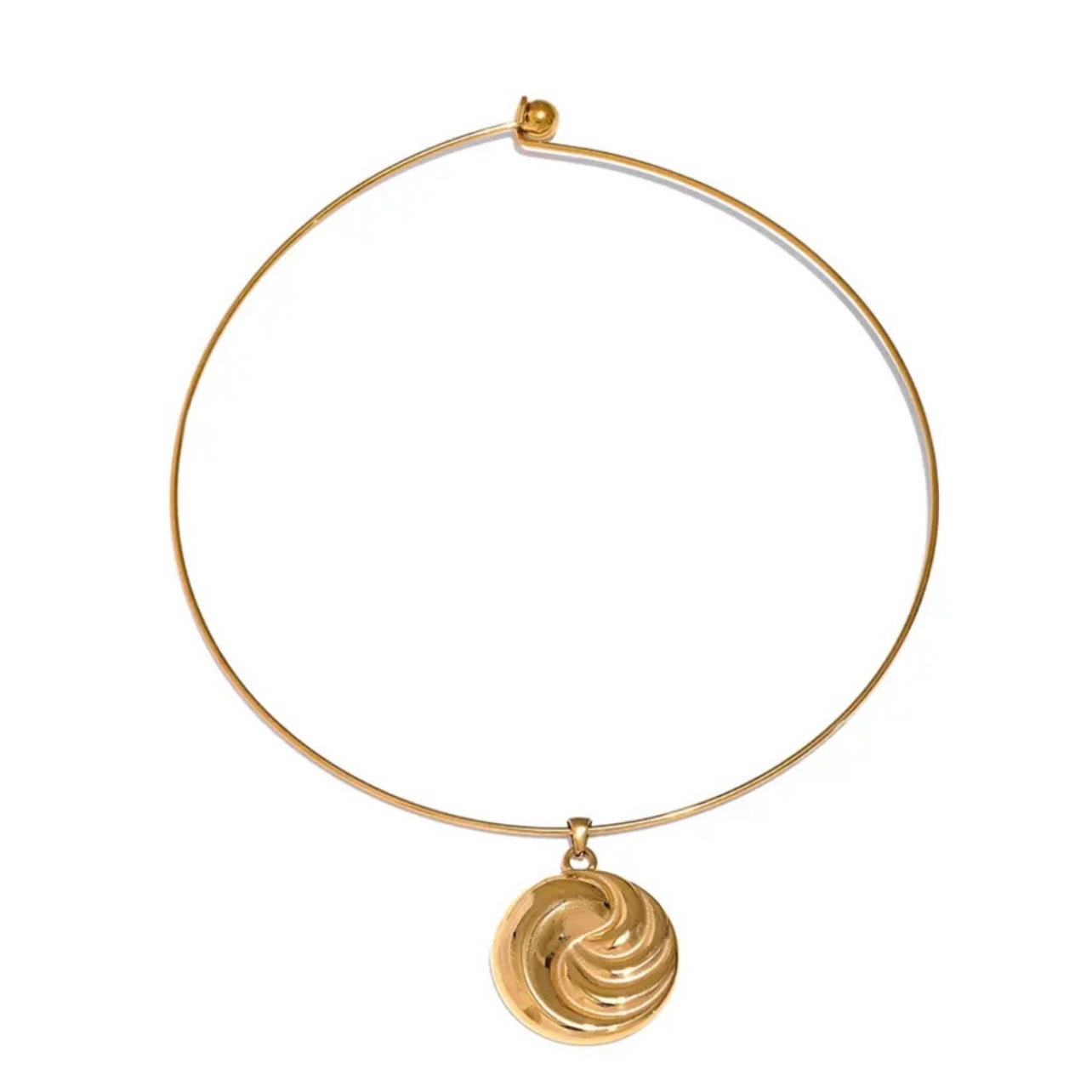 Swirl Pendant Torc Necklace