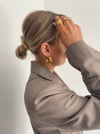 Chunky Hammered Hoop Earrings