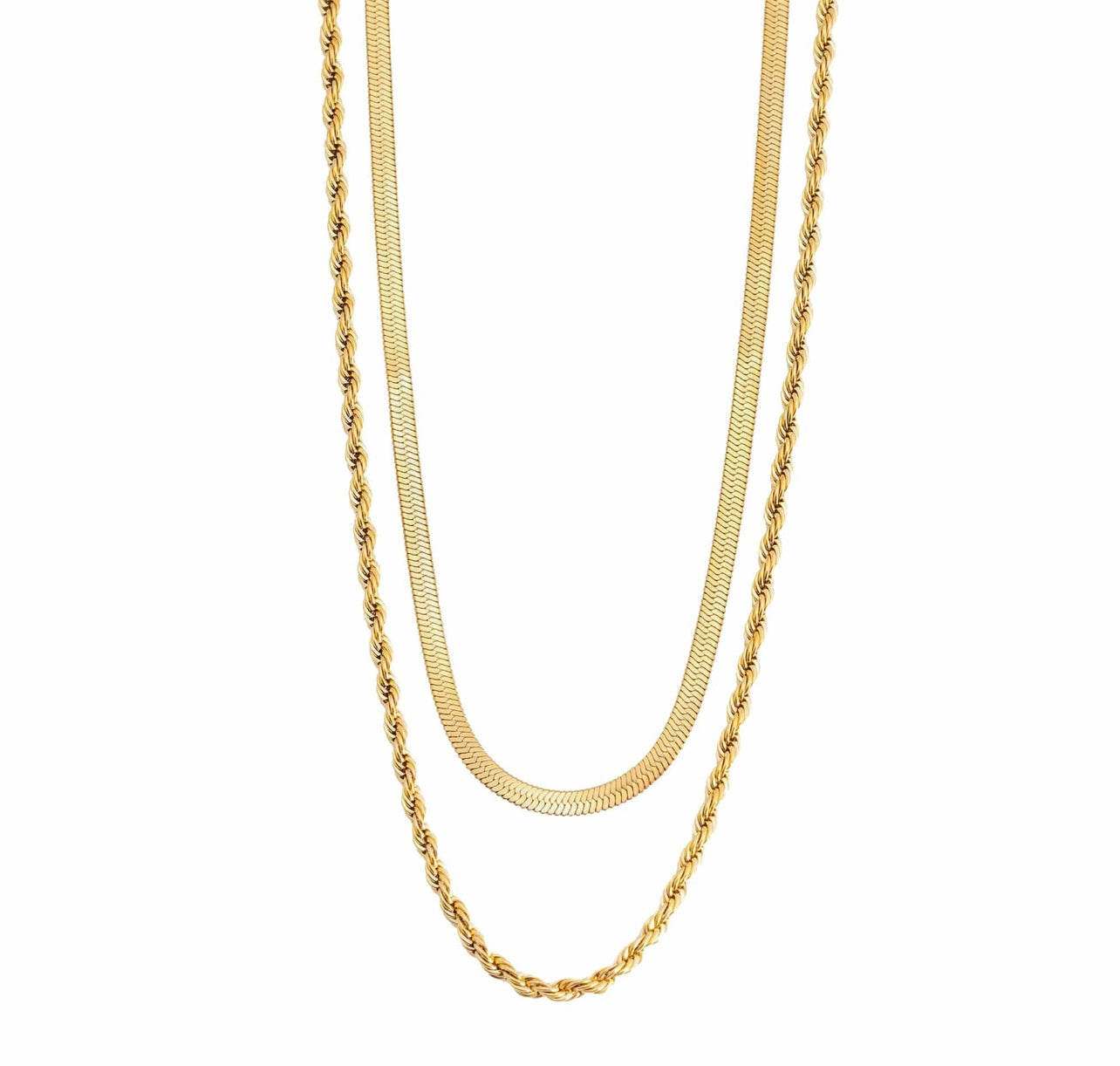 Double Chain Twist & Herringbone Necklace