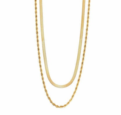 Double Chain Twist & Herringbone Necklace