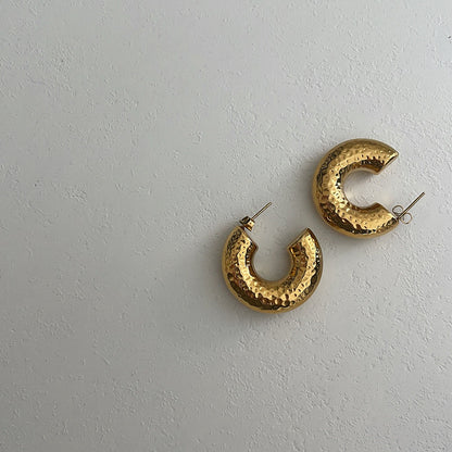 Chunky Hammered Hoop Earrings