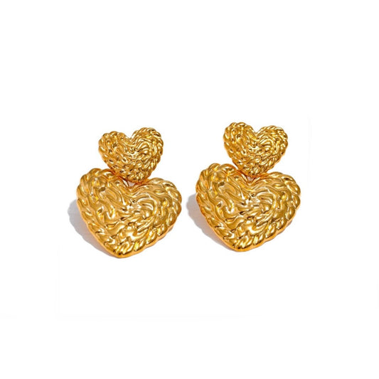 Double Woven Heart Drop Earrings