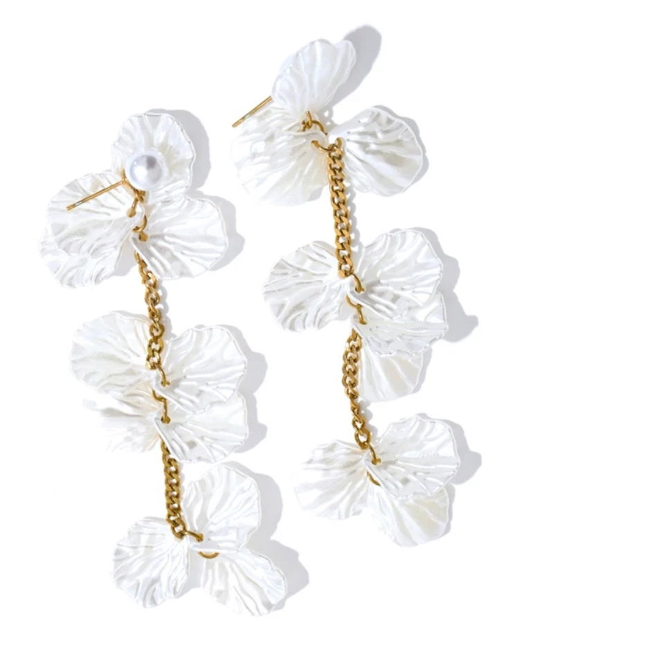 Petal & Pearl Drop Earrings