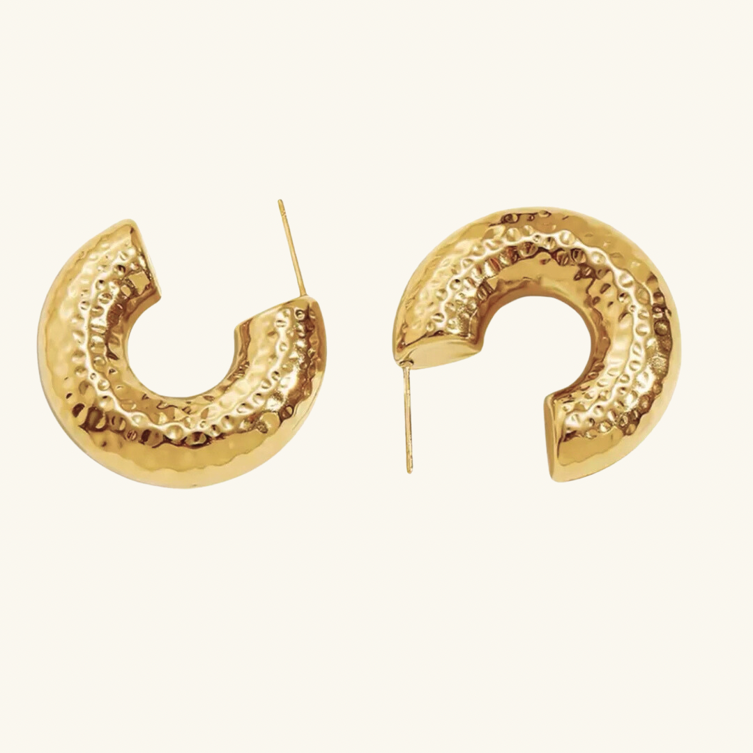 Chunky Hammered Hoop Earrings