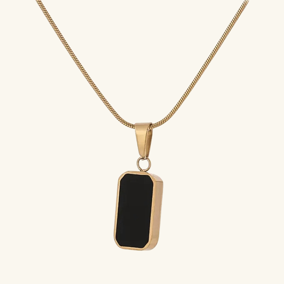 Double Sided Mother Of Pearl And Onyx Pendant Necklace
