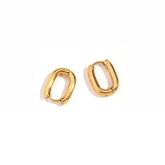 Oval Huggie Hoop Earrings