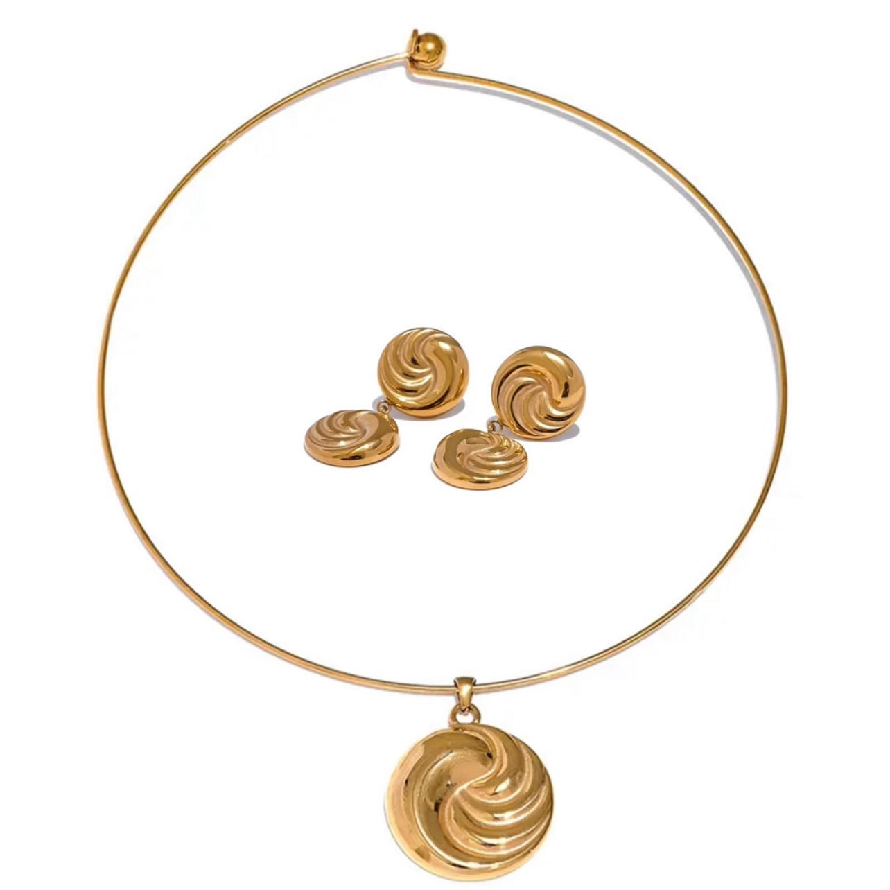 Swirl Pendant Torc & Earrings Set