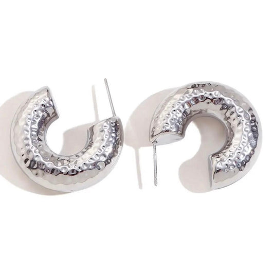 Chunky Hammered Hoop Earrings