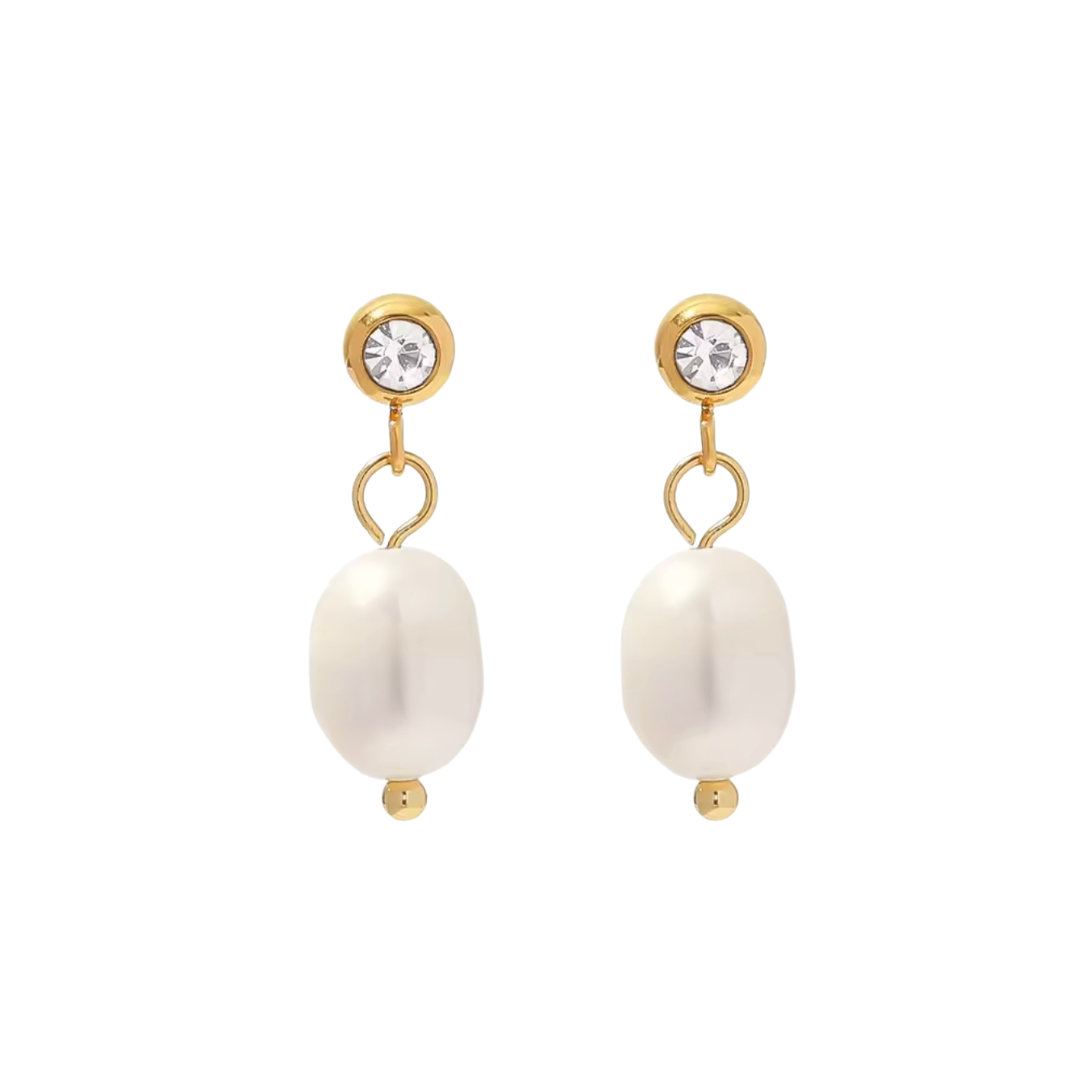 Pearl & Diamond Stud Earrings