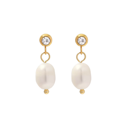 Pearl & Diamond Stud Earrings