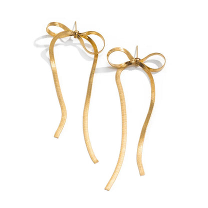 SAMPLE SALE - Long Bow Drop Earrings