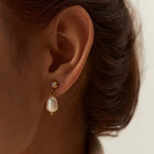 Pearl & Diamond Stud Earrings